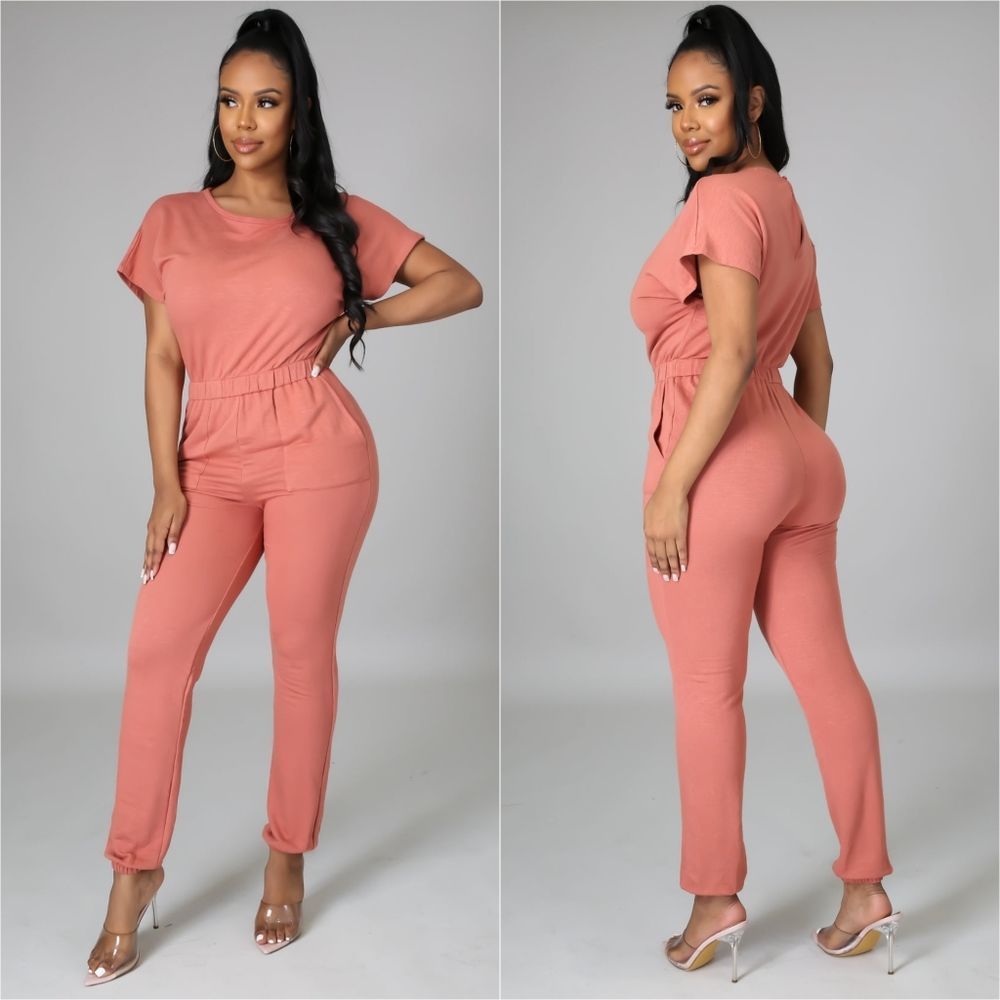 Terra Cotta Jogger Jumpsuit - Picture 2 of 3